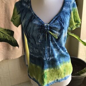 Only Nine blue and green cute Boho-style top